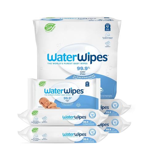 WaterWipes Original Baby Wipes, 99.9% Water-Based Wipes, Unscented & Hypoallergenic for Sensitive Skin, 300 Count (5 Packs), Packaging May Vary