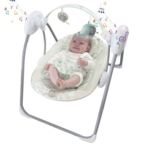 Portable Baby Swing for Infants, Compact & Foldable Infant Swing with 5-Speed Swing,Music, Timer, Cushioned Seat, Battery Operated, 0-9 Months 6-20 lbs,SG2404