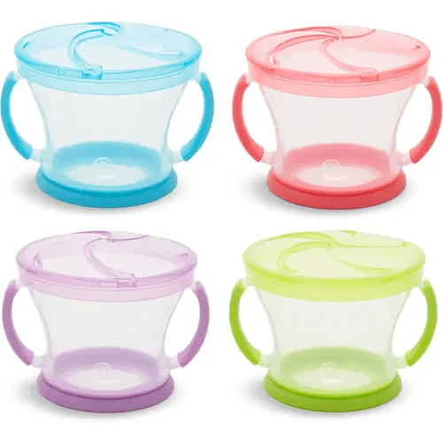 Munchkin® Snack Catcher® Toddler Snack Cups, 4 Pack, Blue/Green/Pink/Purple
