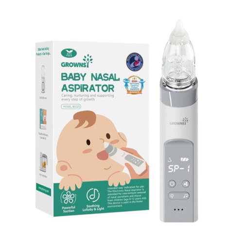 GROWNSY Nasal Aspirator for Baby, Electric Baby Nose Sucker with Larger Suction Chamber and More Powerful Suction, Automatic Nose Cleaner with Music and Light Soothing Function