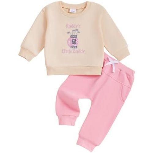 NZNDSHD Baby Boy Girl Fall Clothes Golf Embroidery Long Sleeve Sweatshirt Pants Set Unisex Toddler Winter Outfits 6-24 Months