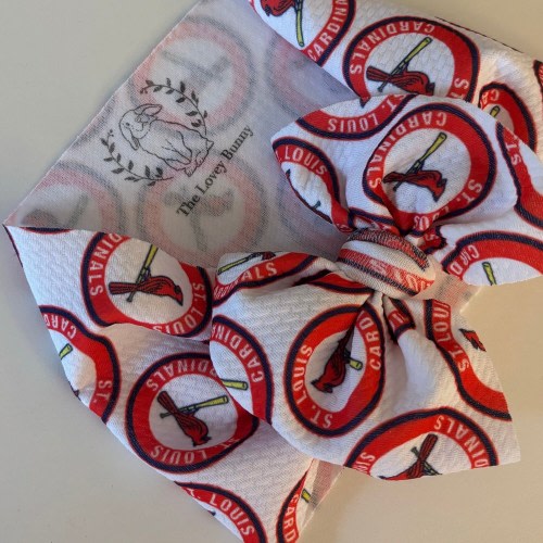 St. Louis Cardinals bow For baby Girl Bow HeadWraps Nylon Headbands saint Bow Spring Summer Baseball MLB Opening Day cards red white