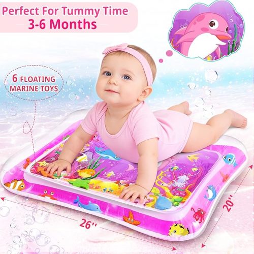 Tummy Time Water Mat for Girl, Baby Girl Toys for 0, 3, 6, 9, 12 Months, Baby Girl Gifts, Develop Sensory Toys Kids' Indoor Climbers & Play Structures