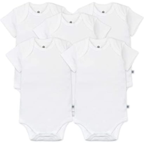 HonestBaby baby-boys 5-pack Short Sleeve Bodysuits One-piece 100% Organic Cotton for Infant Baby Boys, Unisex