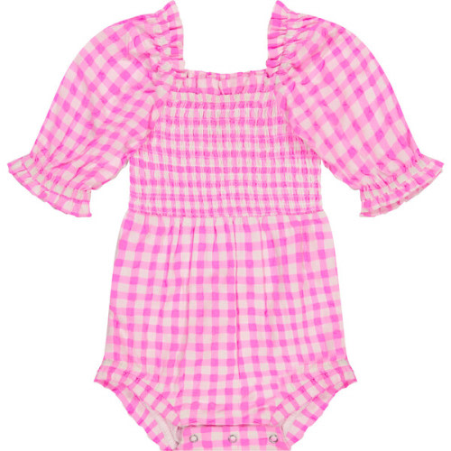 Daze Baby Puff Sleeve Smocked Romper, Pink - JessaKae | Maisonette