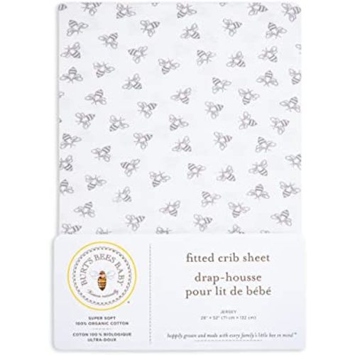 Burt's Bees Baby - Fitted Crib Sheet, Girls Boys & Unisex 100% Organic Cotton Crib Sheet for Standard Crib & Toddler Mattresses
