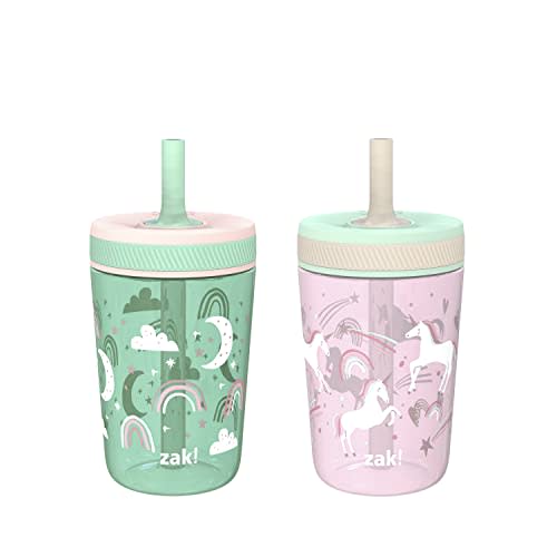 Contigo Kids Spill-Proof 14oz Tumbler with Straw and BPA-Free Plastic, Fits Most Cup Holders and Dishwasher Safe, 2-Pack Strawberry Cream & Blue Raspberry - 14 oz
