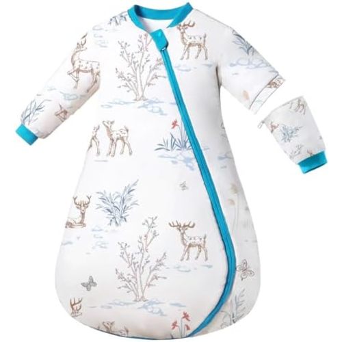 2.5 TOG Baby Sleep Sack for Winter, Super Warm Removable Long Sleeve Quilted Sleeping Sack with 2-Way Zipper