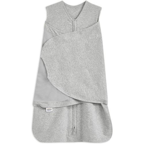 HALO 100% Cotton Sleepsack Swaddle, 3-Way Adjustable Wearable Blanket, TOG 1.5, Heather Grey, Small, 3-6 Months