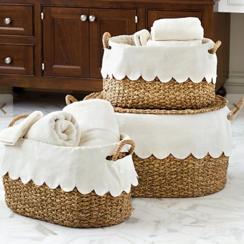 BW Wicker Stacking Storage Baskets