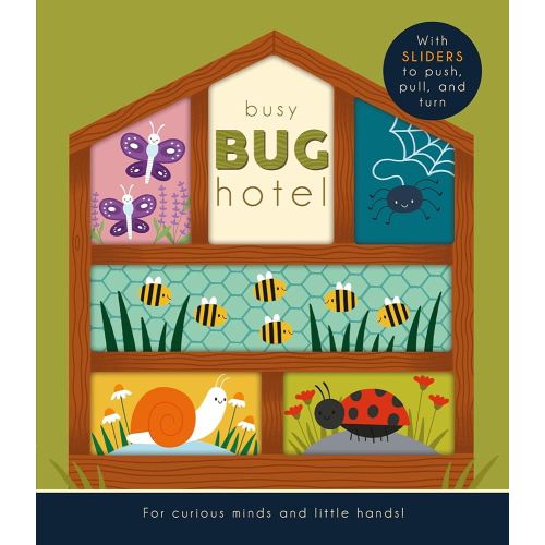 Busy Bug Hotel (Happy Fox Books) Sturdy Board Book for Kids Ages 3-6 - Interactive Sliders to Make Bugs Wiggle, Hop, and Fly