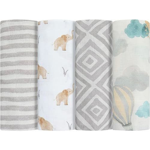 Featherhead™ 4-Pack 100% Cotton Muslin Swaddle Blankets