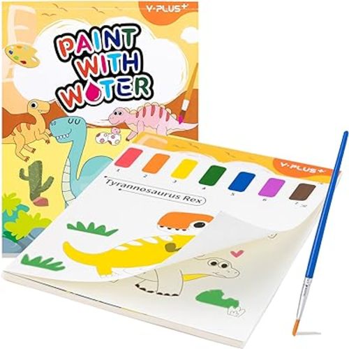 YPLUS Paint with Water Books for Toddlers, Watercolor Painting Paper for Kids Ages 1-3, 2-4, Art Craft Gift for Drawing with Brush, Dinosaur