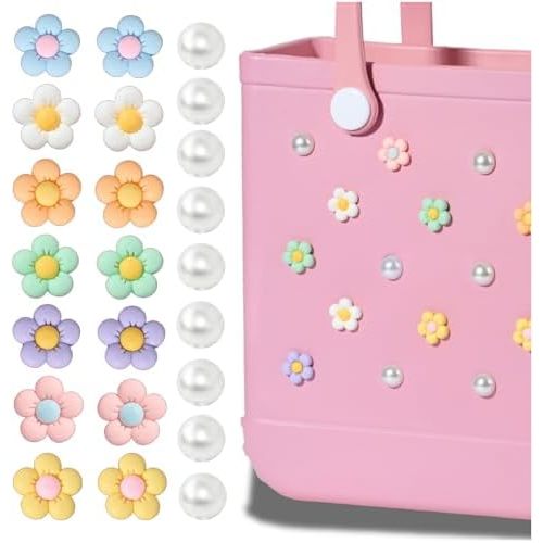 Mon Carame Rubber Beach Bag Accessories Charms,Rubber Beach Totes Accessories Inserts,Lovely Pearl Charms