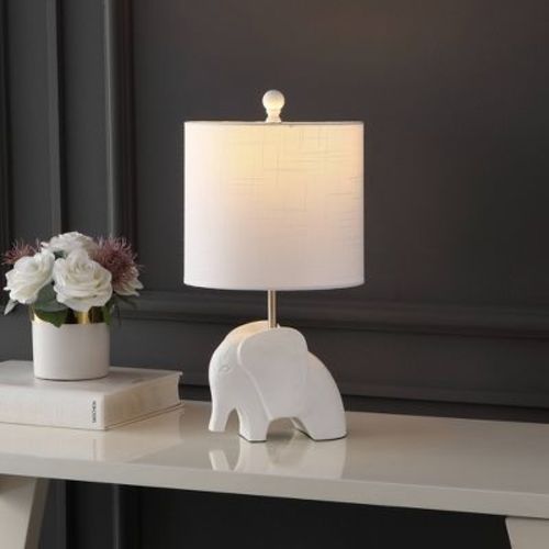 17.5" Koda Elephant Children's Table Lamp: Nightstand Led Lighting, White Shade - Jonathan Y