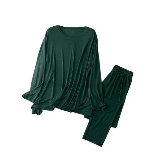 MIUOWANP Women's Multifunctional Maternity Clothing Postpartum Clothing Pajamas Belt Chest Pad Adjustable Drawstring Long Sleeved Round Neck Set Green XL