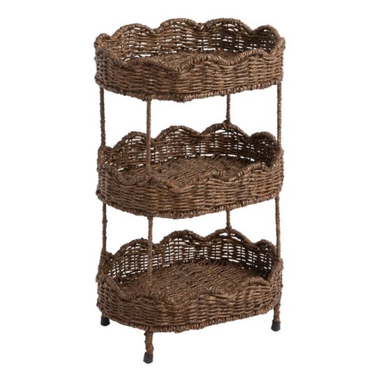 Daisy Oval Seagrass Scalloped 3 Tier Storage Tower - World Market
