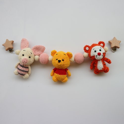 Crochet stroller Chain  Pooh and friends, cute baby gift, Pushchair toy - Baby gift Perfect, Gift For Newborn , Lovely bear, Stroller mobile