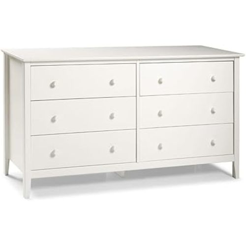 Alaterre Simplicity 6-Drawer Dresser for Kids Bedroom, Sturdy Brazilian Pine and Pine Veneers, White Finish with Metal Drawer Glides, Includes Anti-Tipping Kit, Perfect for Child's Room or Guest Room