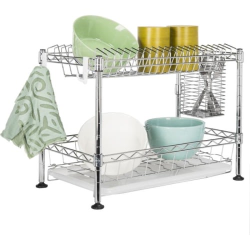 Jonathan Y Brooklyn 24" Adjustable Dish Rack, Chrome, Chrome