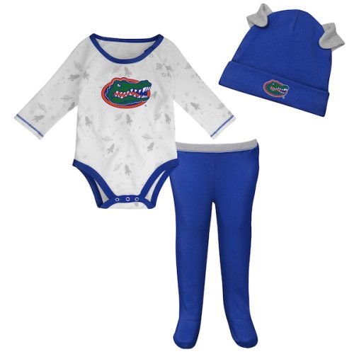 Florida Gators Newborn & Infant Dream Team Raglan Long Sleeve Bodysuit, Hat & Pants Set - Royal/White