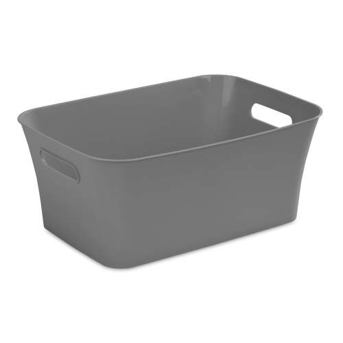 Mainstays Medium Plastic Storage Bin Gray, 13 3/4 x 9 1/2 x 5 3/4 inches