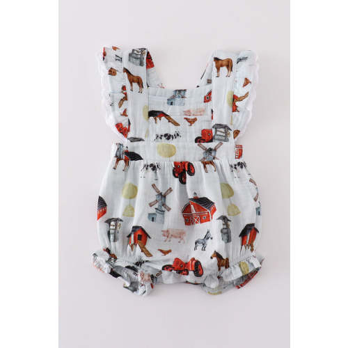 HoneyBean- Premium Farm muslin ruffle bubble