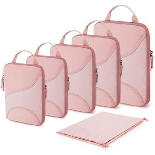 BAGSMART Compression Packing Cubes - 6 Set Travel Packing Cubes for Suitcases, Compression Suitcase Organizers with Shoe Bag