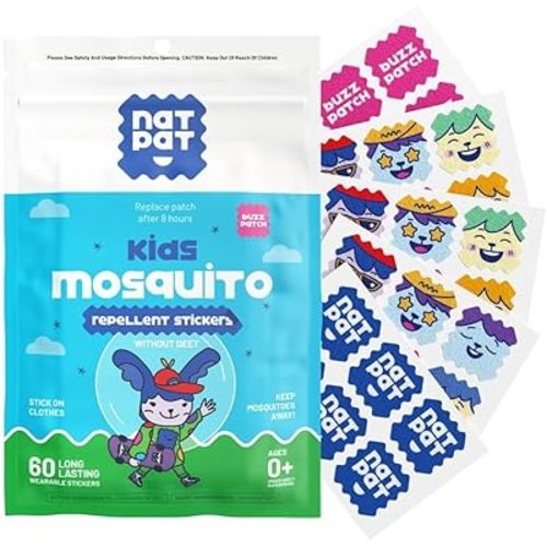 NATPAT Buzz Patch Mosquito Patch Stickers for Kids - Plant Based Ingredients, Non-Toxic - The Original All Natural Citronella Essential Oil Insect Patch, DEET Free, for Toddlers, Kids (60 Pack)
