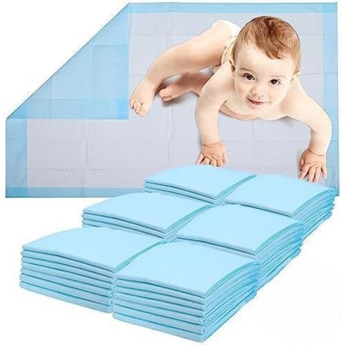 Healqu 100 Pack,Disposable Baby Changing Pad Liners - 17x24 Inches Super Soft, Absorbent and Waterproof - Mess-Free Baby Diaper Changes on Every Surface