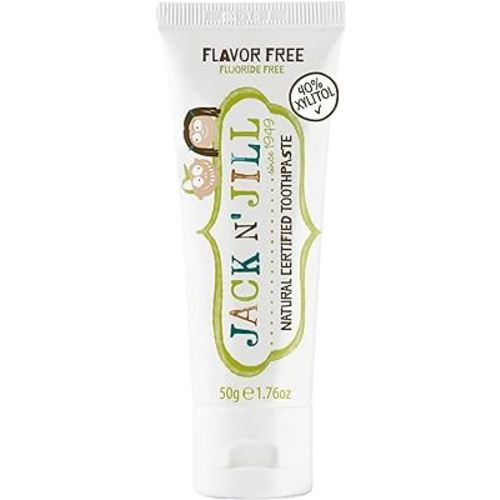 Jack N' Jill Natural Toothpaste for Babies & Toddlers - Safe if Swallowed, Xylitol, Fluoride Free, First Toothpaste, Makes Tooth Brushing Fun for Kids - Flavor Free, 1.76 oz (Pack of 1)