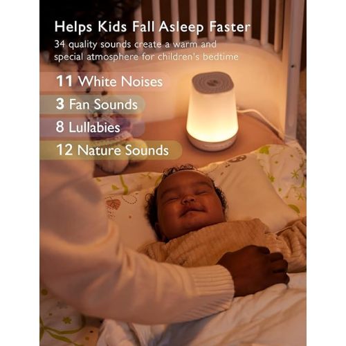 Baby Sound Machine, Momcozy White Noise Machine for Baby Sleeping with Night Light, Toddler Sleep Trainer with 34 Soothing Sounds, Timer, App Remote Control, Personal Sleep Routine (Blue)