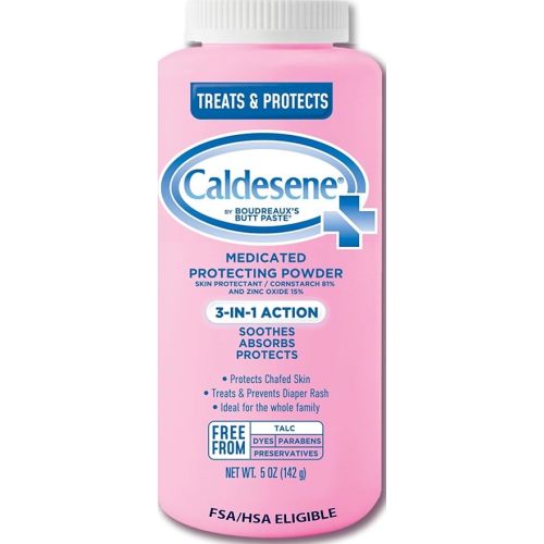 Caldesene Medicated Protecting Body Powder with Zinc Oxide and Cornstarch, Talc-Free Baby Powder Soothes & Protects, 5 Oz.