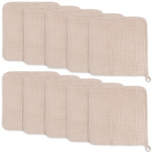 Baby Washcloths Muslin Cotton, Large 10”x10” by Comfy Cubs, Color: Blush
