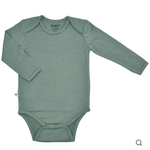 Baby Bodysuit, Long Sleeve, Merino Wool, Sage