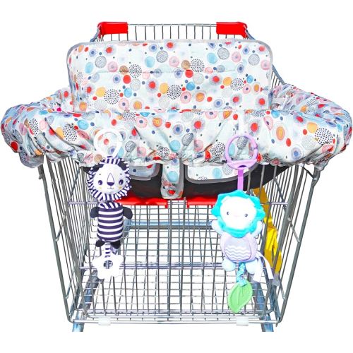 2 in 1 Shopping Cart Cover&High Chair Cover for Restaurant Seat, Grocery Cart Cover for Baby Infant Toddler Girl/Boy Reversible, Machine Washable (Dot)