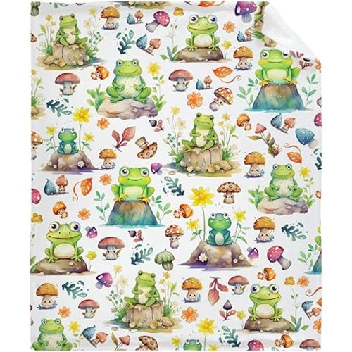 Cute Frog Baby Blanket Gifts Super Soft Swaddle Newborn Cozy Baby Receiving Blanket Stroller Throw Blanket for Crib 40x30 for Baby/Puppy