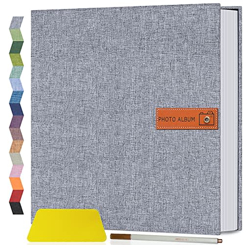 Popotop Large Photo Album Self Adhesive 4x6 5x7 8x10 Scrapbook Album DIY Picture Book,Gifts for Mom,Family Baby and Wedding,with Metal Pen and Plastic Board