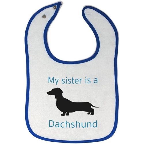 Toddler & Baby Bibs Burp Cloths My Sister is A Dachshund Dog Lover Pet Family New Cotton Items for Girl Boy Gifts Ah White Royal Blue Design Only