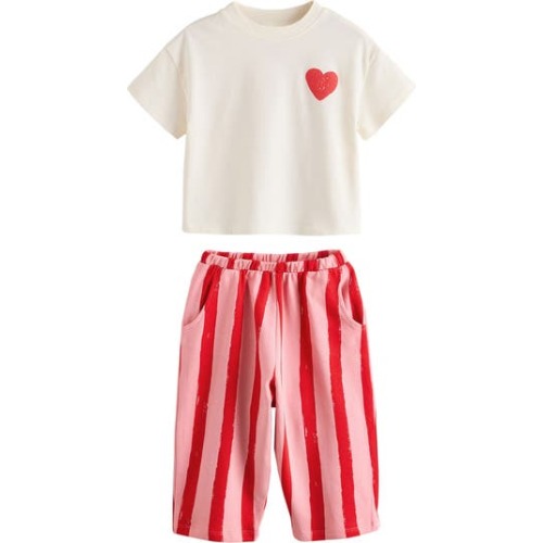 Kids' Graphic T-Shirt & Stripe Pants Set
