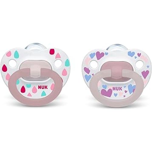 NUK | Orthodontic Pacifiers | Pink-Powder Pink | 6-18 Months | Best Pacifier for Breastfed Babies | BPA Free | Shaped to Soothe Just Like Mom | 2-Pack