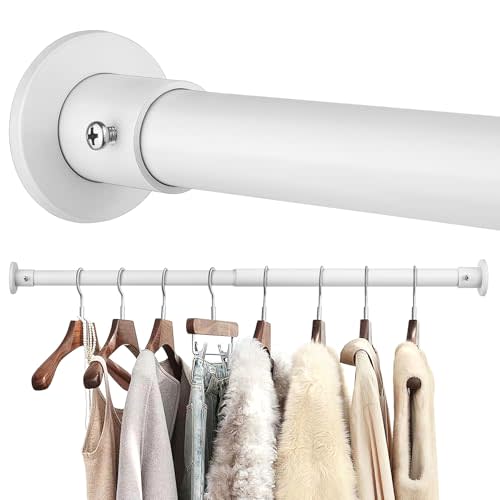 Closet Rods For Hanging Clothes, 17-52 Inch Adjustable Closet Rod, Stainless Steel Heavy Duty Closet Hanging Rod-White