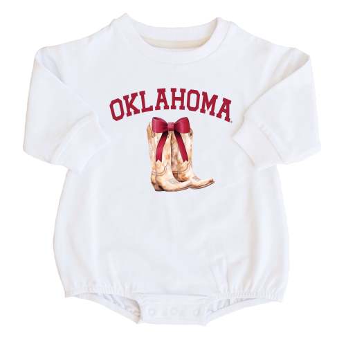 University of Oklahoma | Footballs & Bows Graphic Sweatshirt Bubble Romper