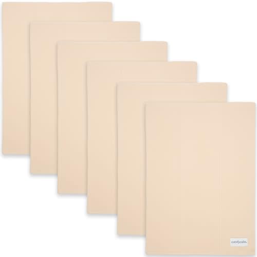 Comfy Cubs Baby Burp Cloths Set (Pack of 6) - Large, 6-Layer, Ultra Absorbent 100% Cotton for Infant Spit-Up, Drool, and Messes - Soft, Gentle, Thoughtful New Born Baby Gifts, Cream