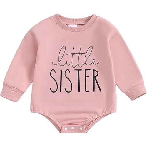 Twopumpkin Baby Toddler Girl Boy Sweatshirt/Romper Long Sleeve Sister Brother Matching Outfit Newborn Clothes