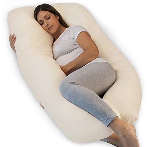 PharMeDoc Organic Pregnancy Pillow - U Shaped Maternity Body Pillow - Organic Cotton Full Body Pillow