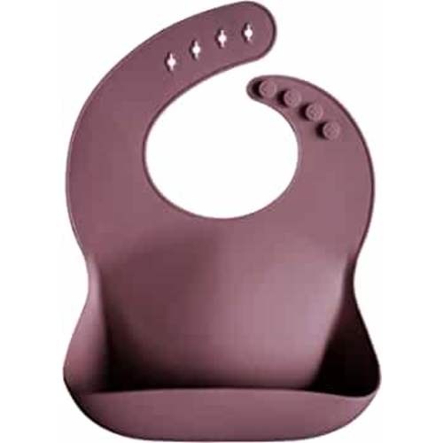 mushie Silicone Baby Bib | Adjustable Fit Waterproof Bibs (Dusty Rose)
