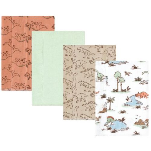 Hudson Baby Cotton Flannel Burp Cloths, Dinosaur Adventures 4-pack, One Size