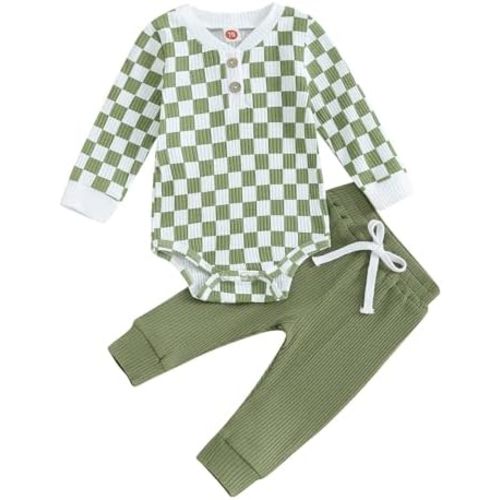 Newborn Baby Boy Girl Clothes Ribbed Knitted Long Sleeve Romper Pants Solid Cotton Infant Fall Winter Outfits 2Pcs