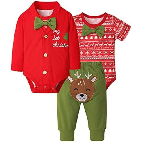 Baby Girl Boy Christmas Outfit My 1st Christmas Baby Boy Infant New Year 4 Pcs Set